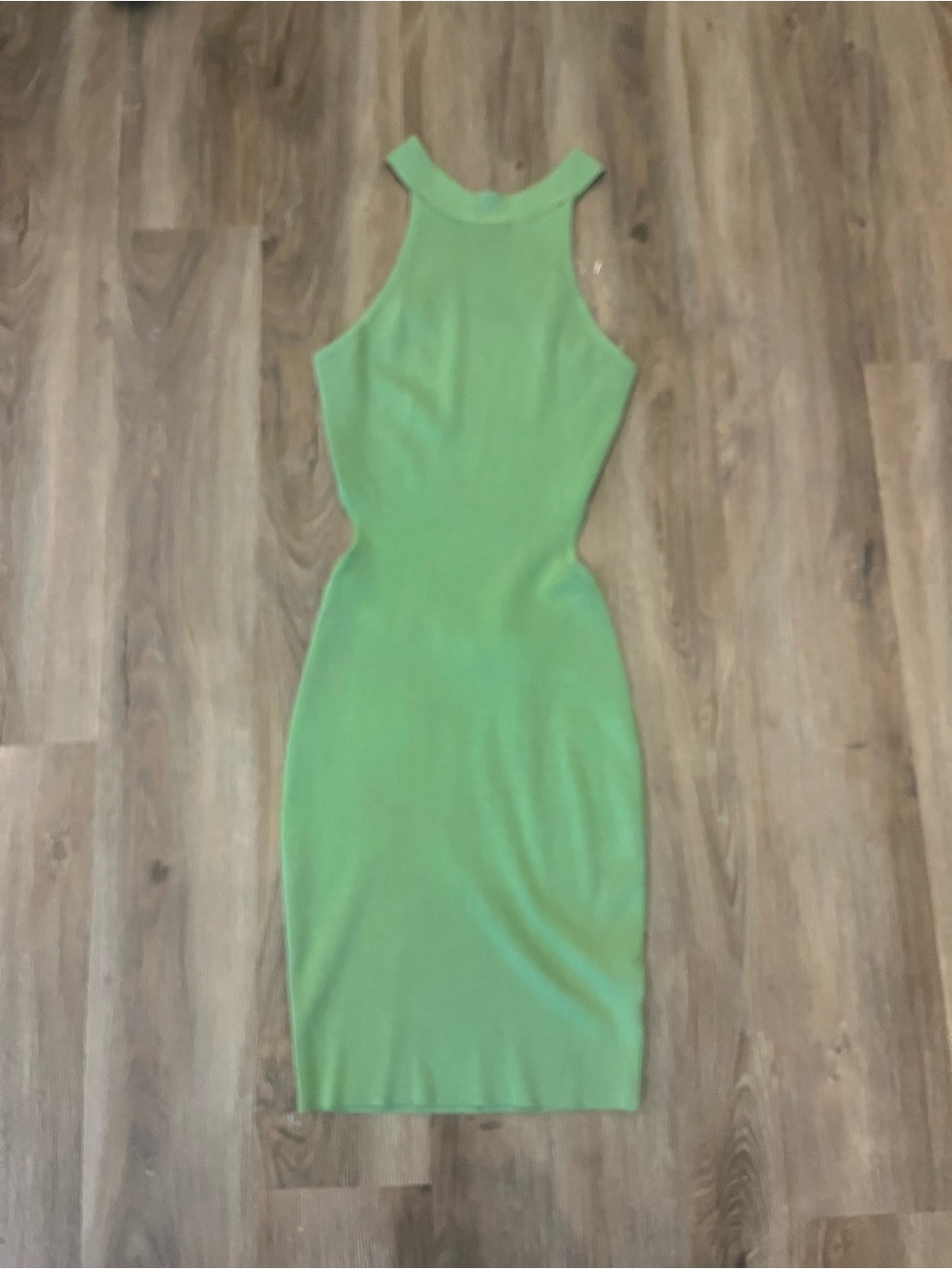 Fashion Nova Lime Green Halter Backless Mini Dress